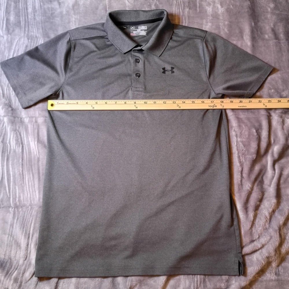 Under Armour Boys HeatGear Loose Performance Polo Shirt Charcoal Gray Youth XL - Picture 8 of 9